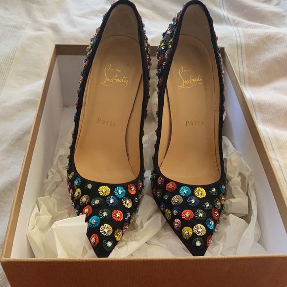 Christian Louboutins colourful sequin 120mm satin - Picture 11 of 11